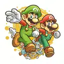 super mario jumping and running with luigi tattoo design idea