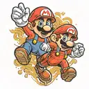 super mario jumping and running with luigi tattoo design idea