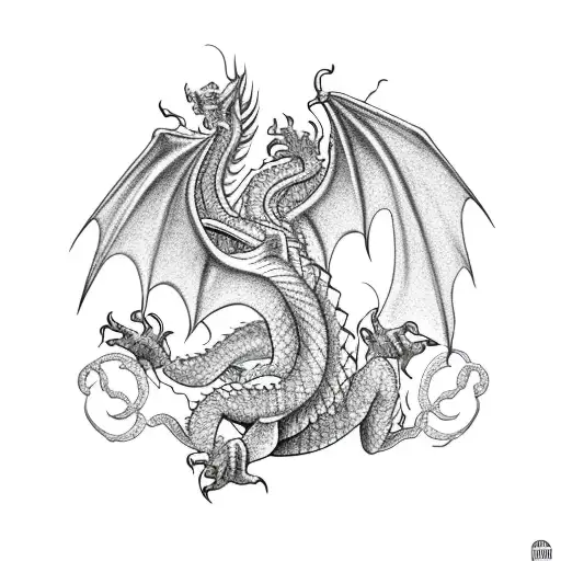 dragon holding a heart tattoo design idea
