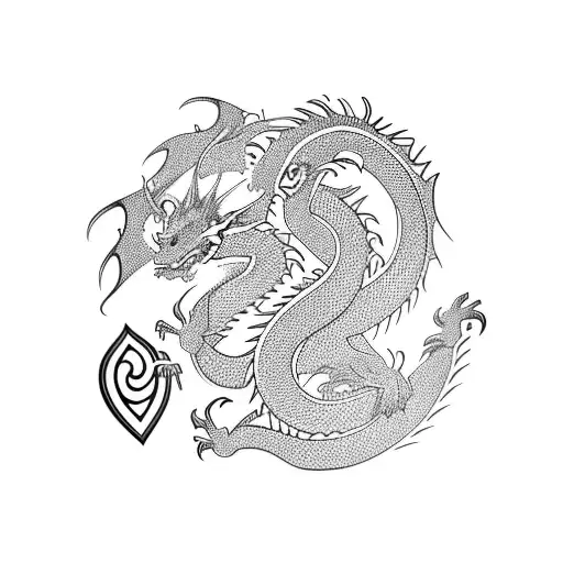 dragon holding a heart tattoo design idea