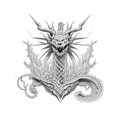 heart dragon tattoo design idea