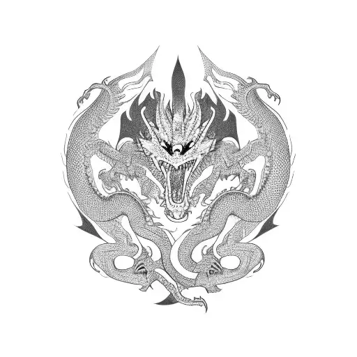 dragon holding a heart tattoo design idea