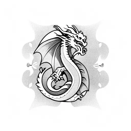 dragon with a heart  tattoo design idea