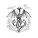 dragon holding a heart tattoo design idea