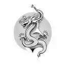 dragon holding a heart tattoo design idea