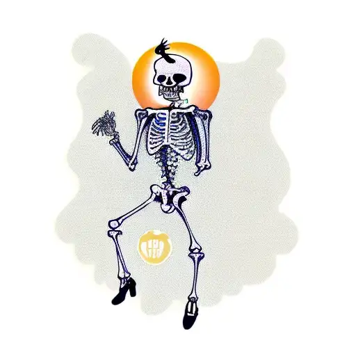 skeleton with suit dancing with lady tattoo design idea