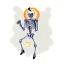 skeleton with suit dancing with lady tattoo design idea