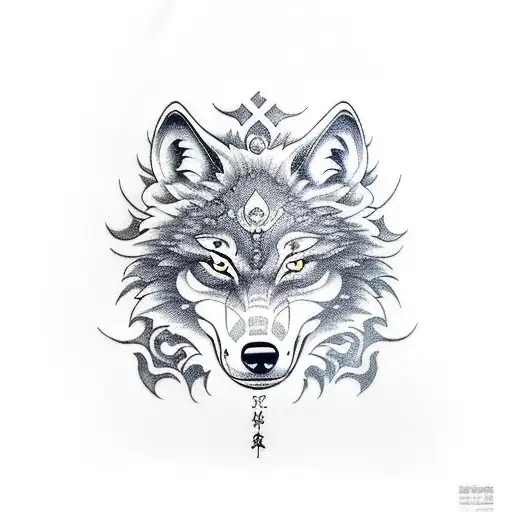 Wolf Oni Mask  tattoo design idea