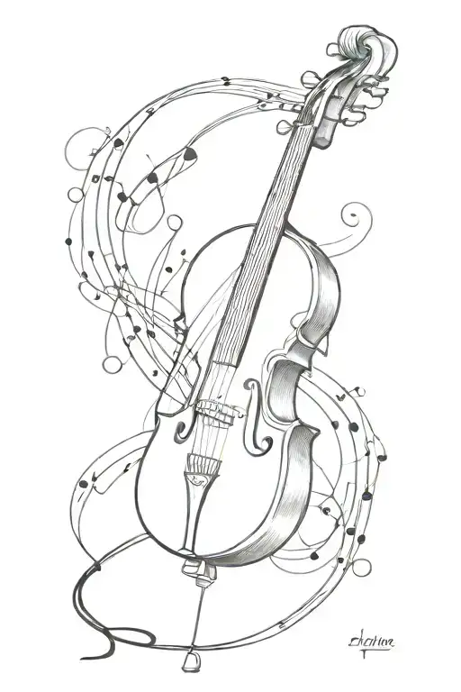 classical music mixed with a deep meaning for freedom and art tattoo design idea
