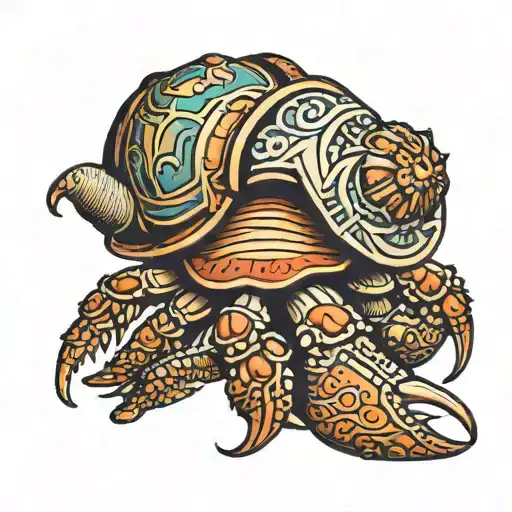 Hermit crab with a cake shell pattern tattoo design idea