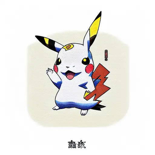 pikachu, kiubi et keroberos  tattoo design idea