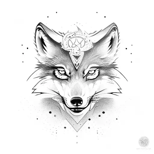 lame wolf with one hurt eye tattoo design idea