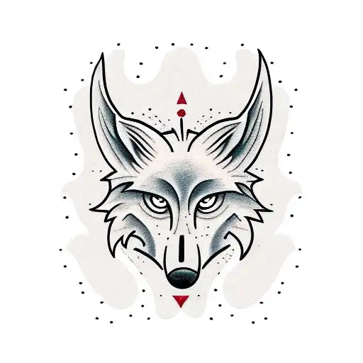 lame wolf with one hurt eye tattoo design idea