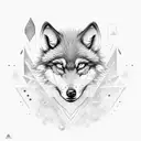 lame wolf with one hurt eye tattoo design idea