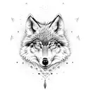 lame wolf with one hurt eye tattoo design idea