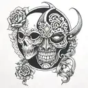 Comparison is the theif of joy mask tattoo design idea
