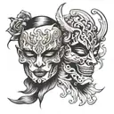 Comparison is the theif of joy mask tattoo design idea