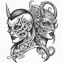 Comparison is the theif of joy mask tattoo design idea
