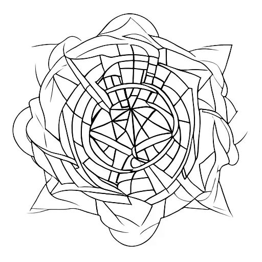 A ring joined circle with triple triangles inside, representing the love for music and football tattoo design idea