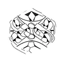 A ring joined circle with triple triangles inside, representing the love for music and football tattoo design idea