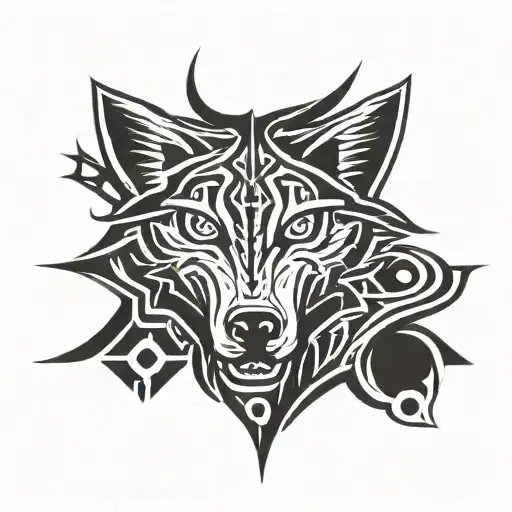 lone wolf sigma male symbol surrounded tattoo design idea