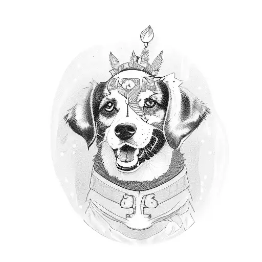 dog woof with smile tattoo design idea