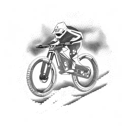 Mtb downhill race with a futuristic twist tattoo design idea