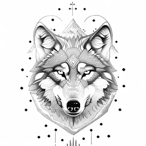 wolf in the Mexico continent  tattoo design idea