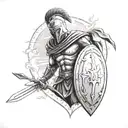 A Spartan warrior with a basketball shield and sword, representing strength and determination tattoo design idea