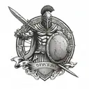 A Spartan warrior with a basketball shield and sword, representing strength and determination tattoo design idea