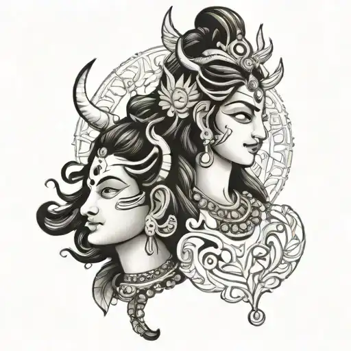 shiva and krishna minimal tattoo tattoo design idea