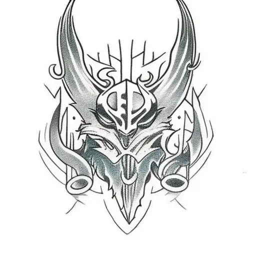 norse mythology mixed with hunters mark from bloodborne tattoo design idea