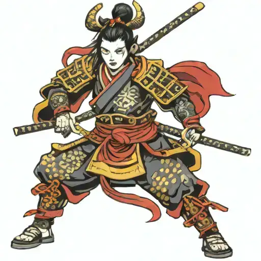 Female Japanese samurai shogun warrior  tattoo design idea