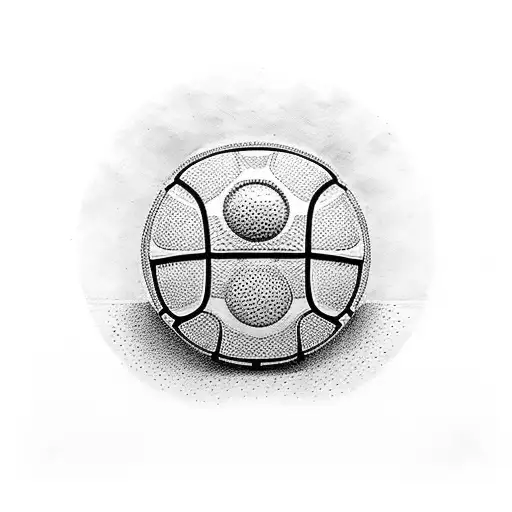 small tennis ball into rugby posts tattoo design idea