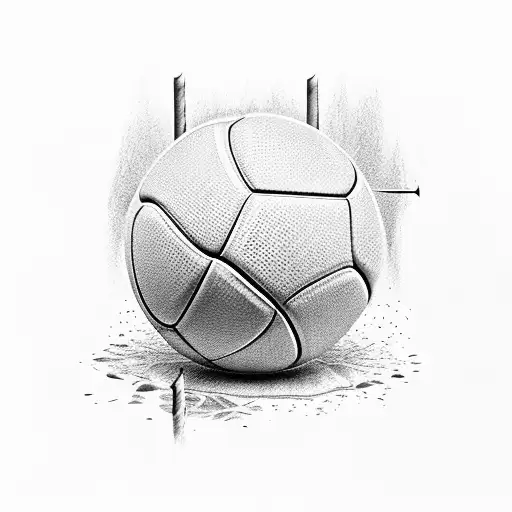 tennis ball into rugby posts tattoo design idea