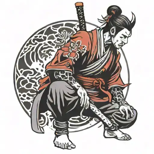 samurai meditation pose tattoo design idea