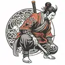 samurai meditation pose tattoo design idea