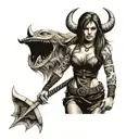 Sexy viking woman tattoo design idea