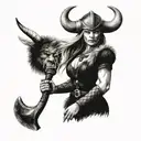 Sexy viking woman tattoo design idea