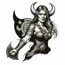 Sexy viking woman tattoo design idea