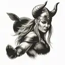 Sexy viking woman tattoo design idea
