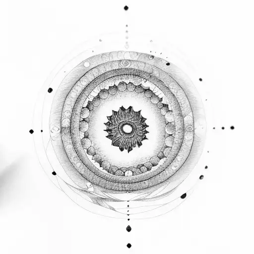 phases of the moon in spiral tattoo design idea