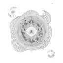 phases of the moon in spiral tattoo design idea