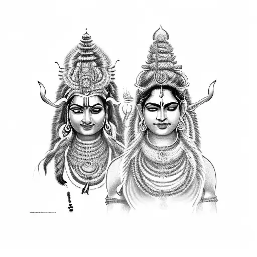 shiva and kali  tattoo design idea