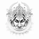 shiva and kali goddess in one figure tattoo design idea