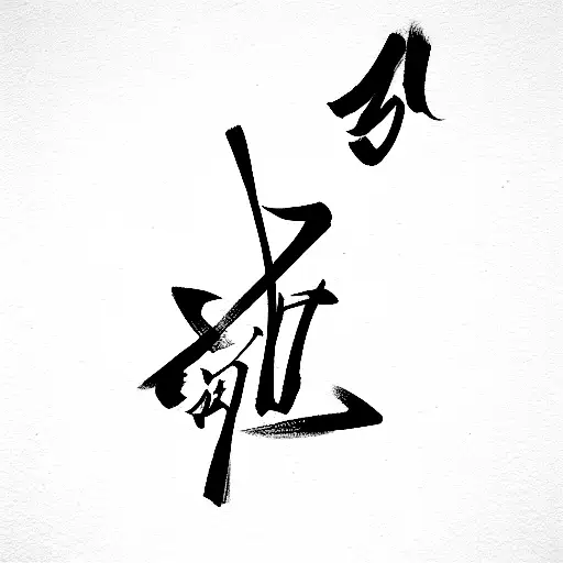 side leg Japanese writing, gym spirited, feminine, long vertically and short horizontally tattoo design idea