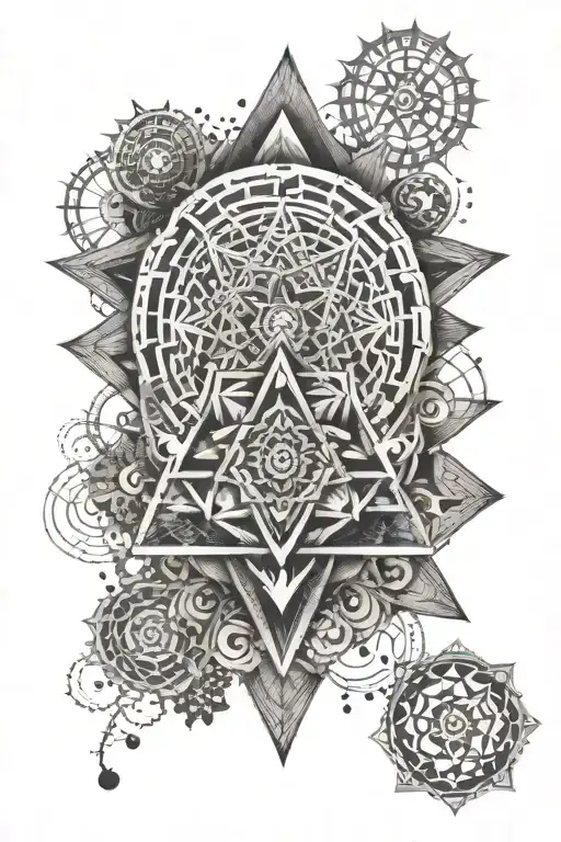 fractal spirals and sri yantra tattoo design idea
