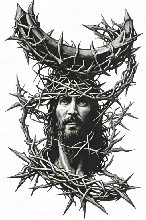 Jesus's crown of thorns wrapped tattoo design idea