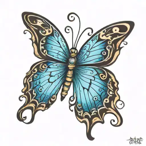 butterfly's wings vivid blue tattoo design idea