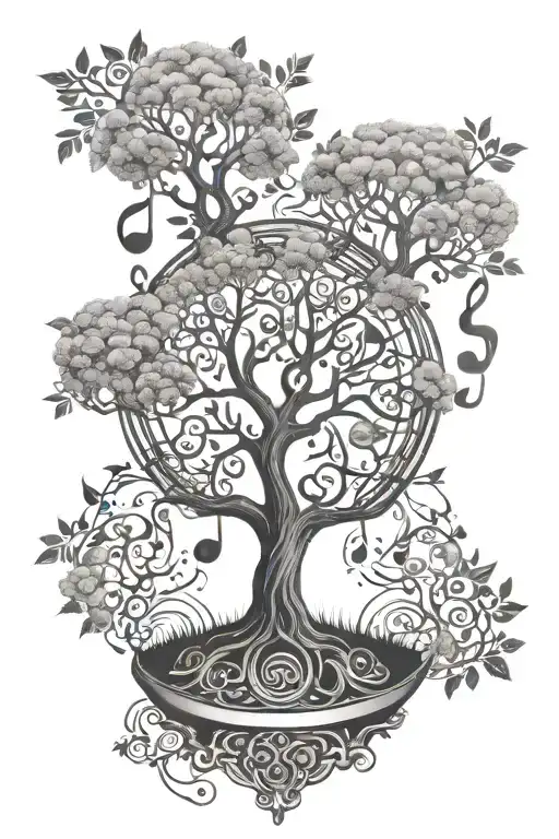 Tree of Life with music notes  tattoo design idea